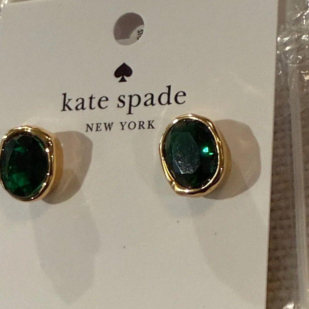 kate spade Emerald High Shine Studs/NWT - Picture 8 of 9
